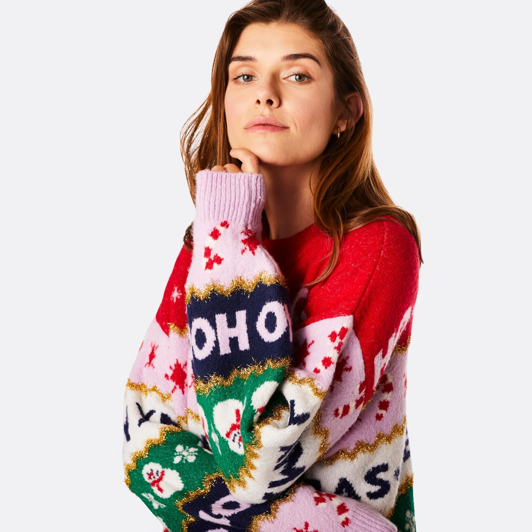 Women's Striped Oversized Christmas Sweater - Image 5