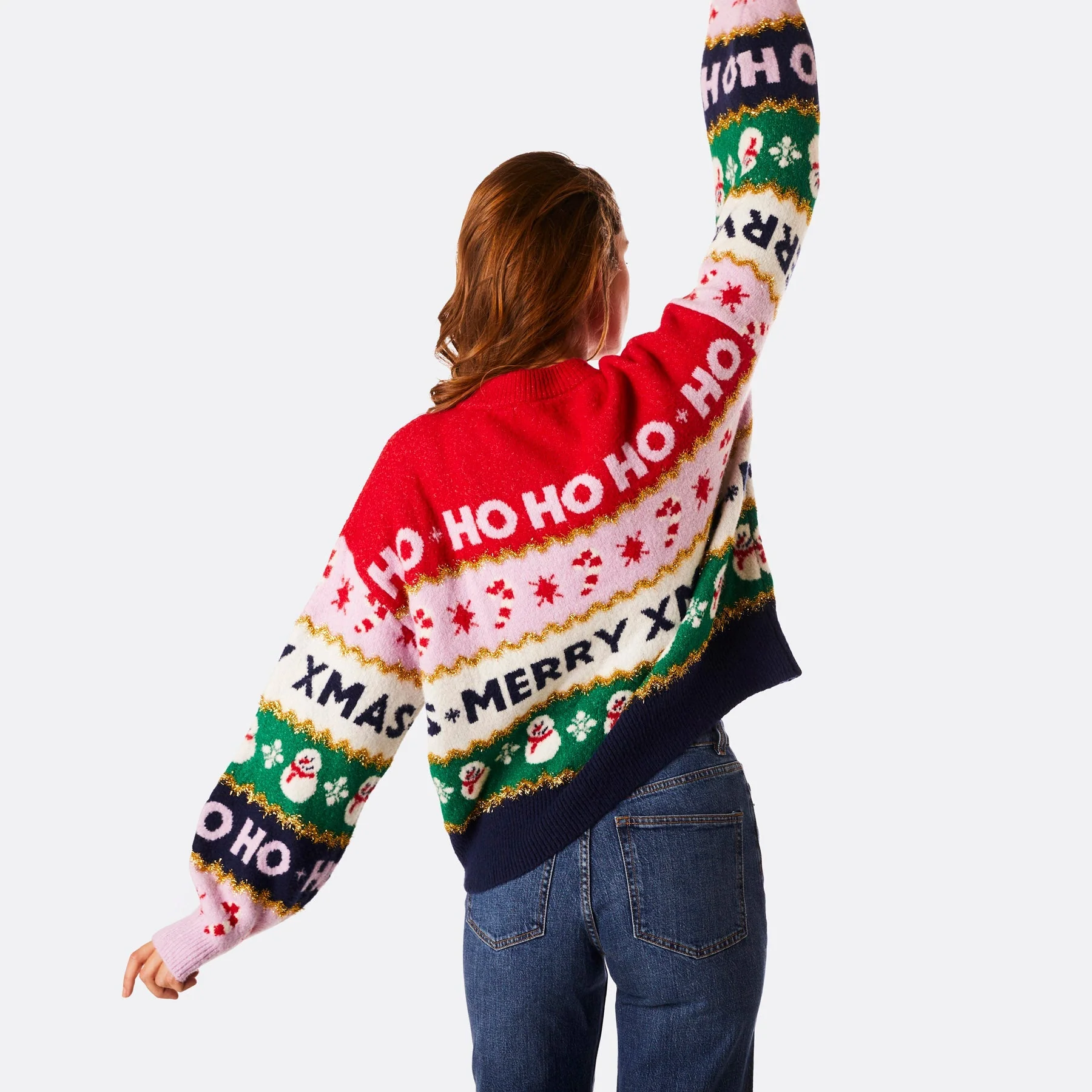 Women's Striped Oversized Christmas Sweater - Image 6