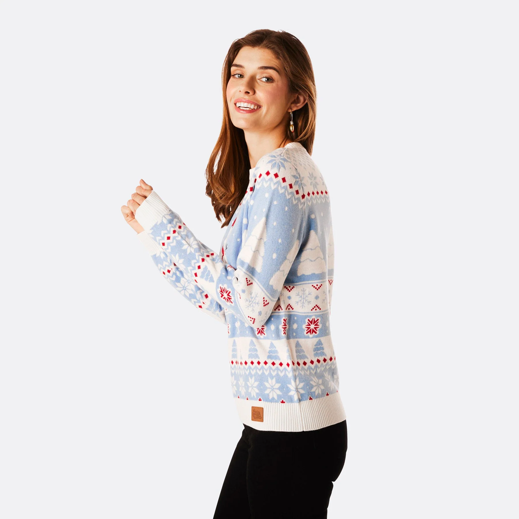Women's Striped Snowman Christmas Sweater - Image 2