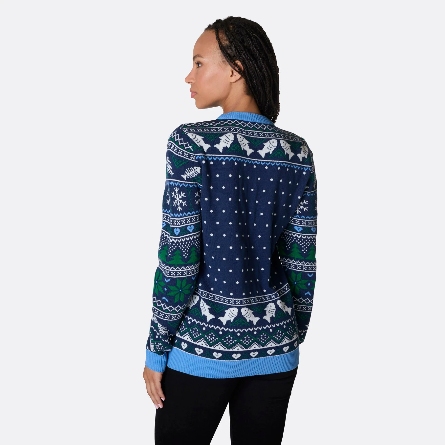 Women's Three Wise Fish Christmas Sweater - Image 5